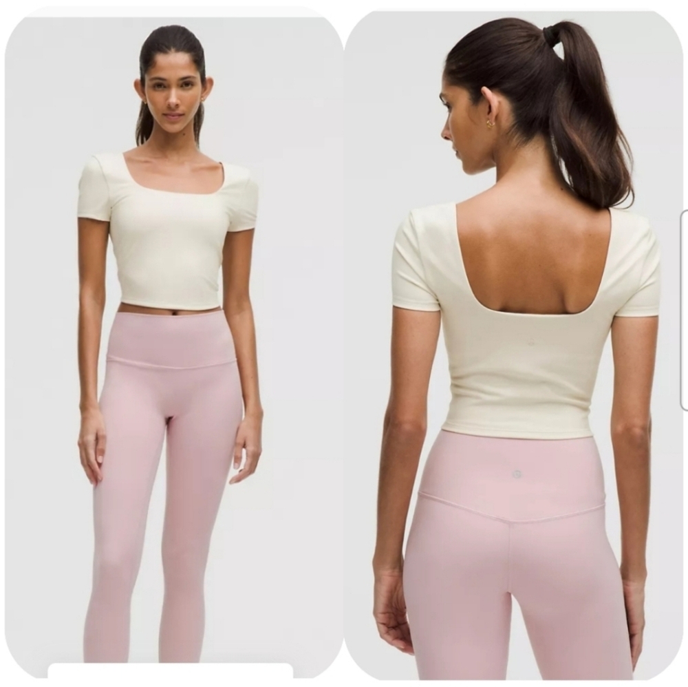 Lululemon Wunder Under Smooth Cover Square- Neck T-Shirt | Natural Ivory | 10